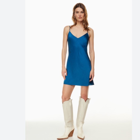 Aritzia Wilfred Only Slip Royal Blue V-Neck Mini Dress Size Medium - Picture 1 of 6